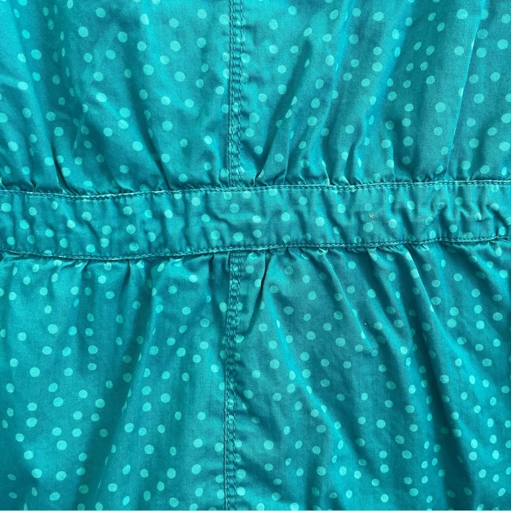 Catimini Jacket Kids size 12 Teal Polka Dot Spring Jacket Pink Hood full zipper